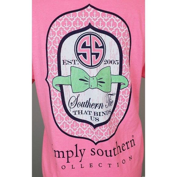 Simply Southern Tie Hot Pink T-Shirt Tee M - Picture 3 of 4